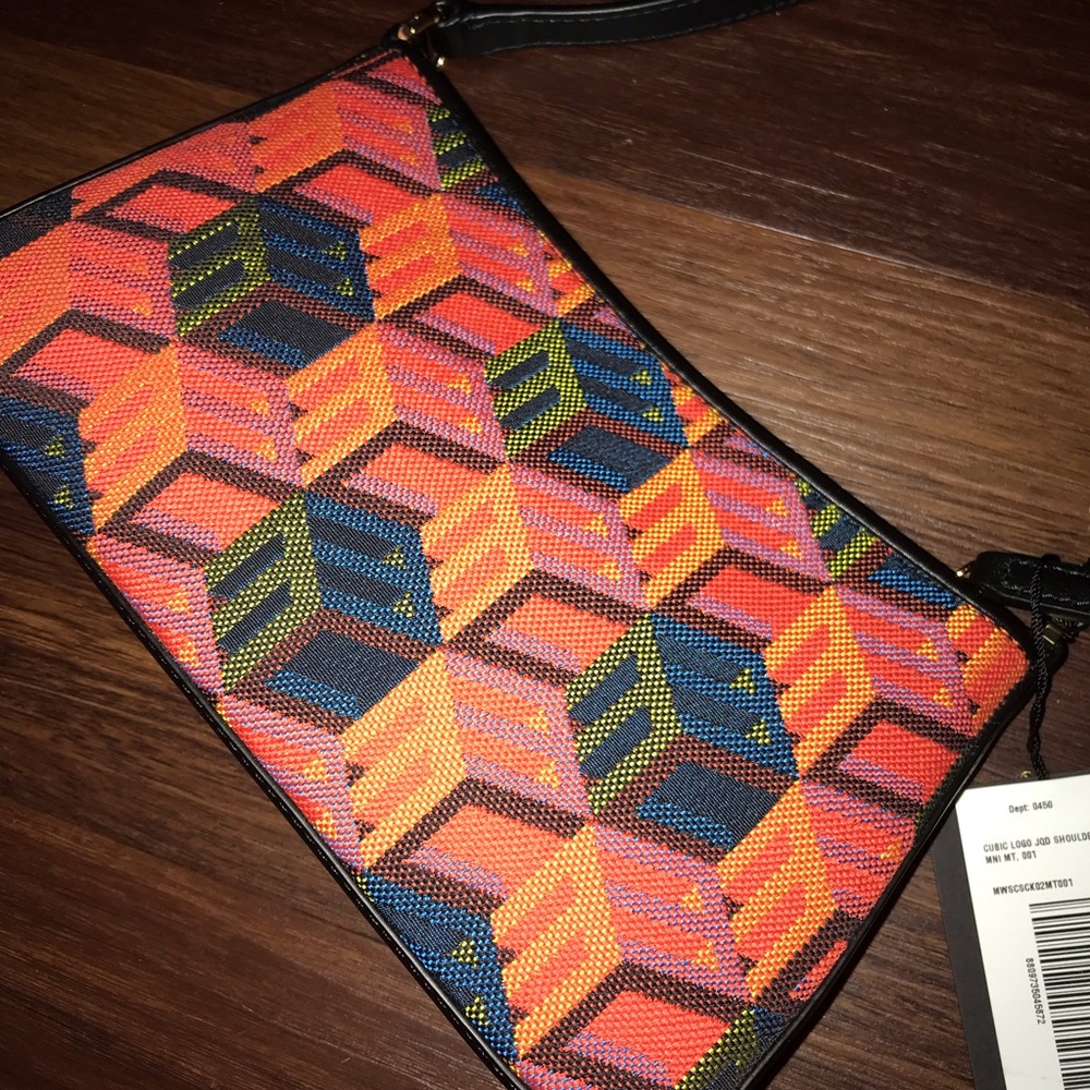 MCM Mini Cubic Logo Jacquard Shoulder Bag NWT 100% Authentic - Picture 4 of 13